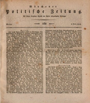 Münchener politische Zeitung (Süddeutsche Presse) Montag 8. Juli 1816