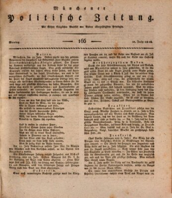 Münchener politische Zeitung (Süddeutsche Presse) Montag 15. Juli 1816