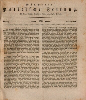 Münchener politische Zeitung (Süddeutsche Presse) Montag 29. Juli 1816