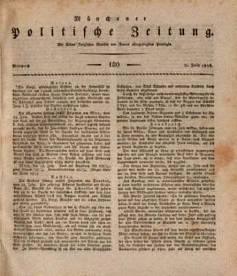 Münchener politische Zeitung (Süddeutsche Presse) Mittwoch 31. Juli 1816