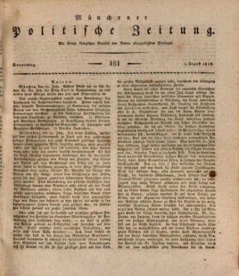 Münchener politische Zeitung (Süddeutsche Presse) Donnerstag 1. August 1816