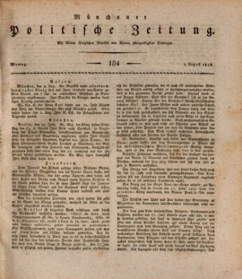 Münchener politische Zeitung (Süddeutsche Presse) Montag 5. August 1816