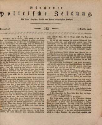 Münchener politische Zeitung (Süddeutsche Presse) Samstag 7. September 1816