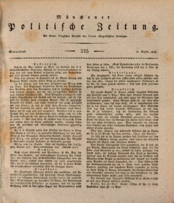 Münchener politische Zeitung (Süddeutsche Presse) Samstag 21. September 1816