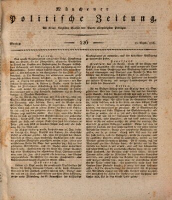 Münchener politische Zeitung (Süddeutsche Presse) Montag 23. September 1816