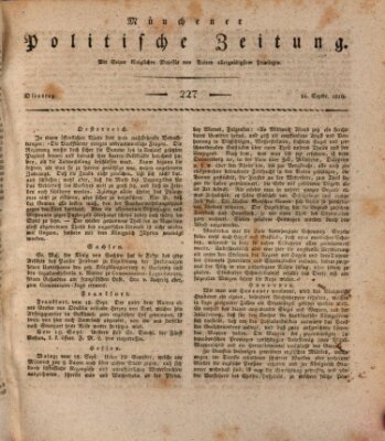 Münchener politische Zeitung (Süddeutsche Presse) Dienstag 24. September 1816