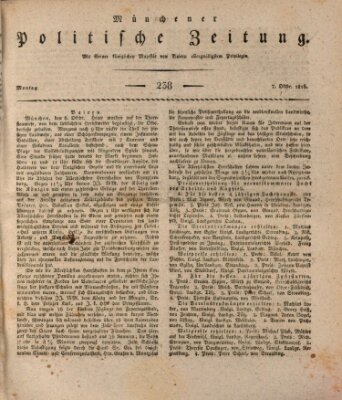 Münchener politische Zeitung (Süddeutsche Presse) Montag 7. Oktober 1816