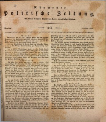 Münchener politische Zeitung (Süddeutsche Presse) Montag 14. Oktober 1816