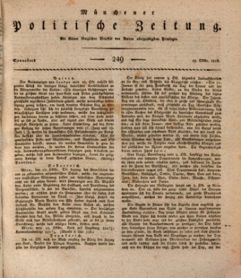 Münchener politische Zeitung (Süddeutsche Presse) Samstag 19. Oktober 1816