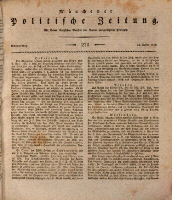 Münchener politische Zeitung (Süddeutsche Presse) Donnerstag 14. November 1816