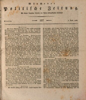 Münchener politische Zeitung (Süddeutsche Presse) Dienstag 3. Dezember 1816