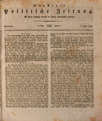 Münchener politische Zeitung (Süddeutsche Presse) Mittwoch 4. Dezember 1816