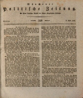 Münchener politische Zeitung (Süddeutsche Presse) Freitag 6. Dezember 1816