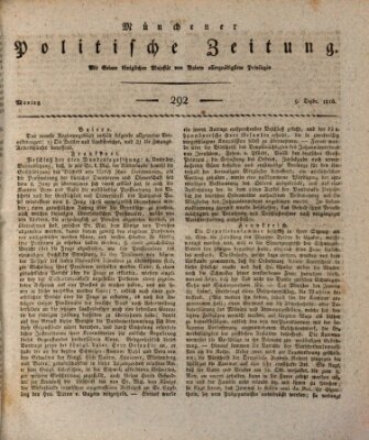 Münchener politische Zeitung (Süddeutsche Presse) Montag 9. Dezember 1816