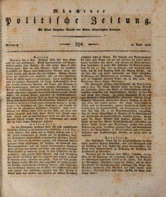 Münchener politische Zeitung (Süddeutsche Presse) Mittwoch 11. Dezember 1816