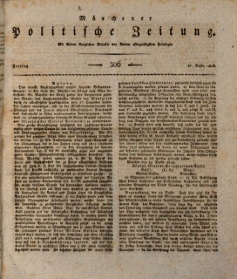 Münchener politische Zeitung (Süddeutsche Presse) Freitag 27. Dezember 1816