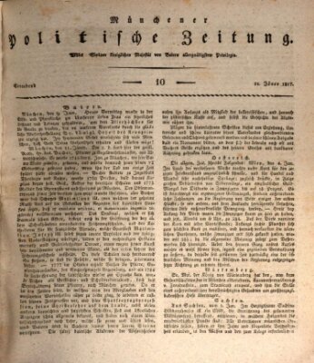 Münchener politische Zeitung (Süddeutsche Presse) Samstag 11. Januar 1817