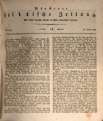 Münchener politische Zeitung (Süddeutsche Presse) Donnerstag 16. Januar 1817