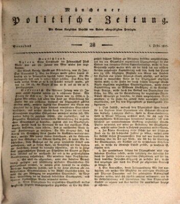 Münchener politische Zeitung (Süddeutsche Presse) Samstag 1. Februar 1817