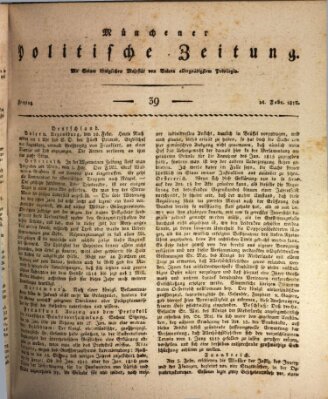 Münchener politische Zeitung (Süddeutsche Presse) Freitag 14. Februar 1817