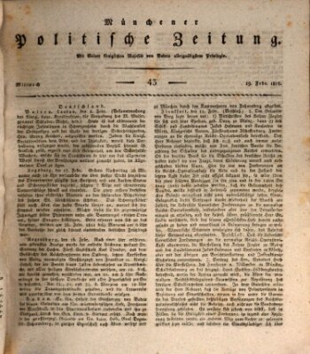 Münchener politische Zeitung (Süddeutsche Presse) Mittwoch 19. Februar 1817