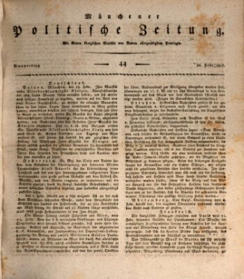 Münchener politische Zeitung (Süddeutsche Presse) Donnerstag 20. Februar 1817