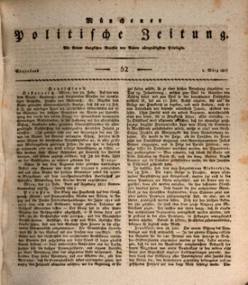 Münchener politische Zeitung (Süddeutsche Presse) Samstag 1. März 1817