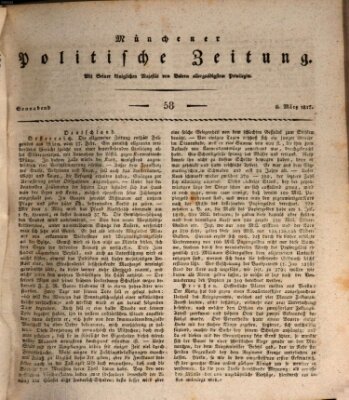 Münchener politische Zeitung (Süddeutsche Presse) Samstag 8. März 1817