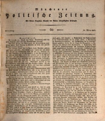 Münchener politische Zeitung (Süddeutsche Presse) Dienstag 11. März 1817