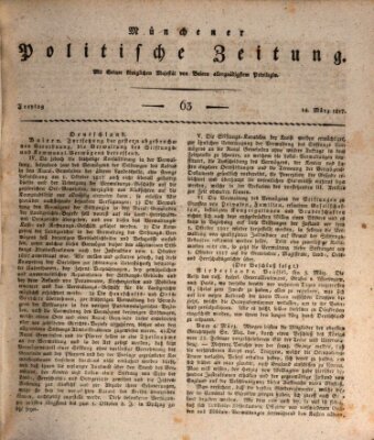 Münchener politische Zeitung (Süddeutsche Presse) Freitag 14. März 1817