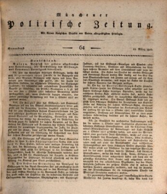 Münchener politische Zeitung (Süddeutsche Presse) Samstag 15. März 1817