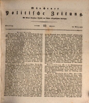 Münchener politische Zeitung (Süddeutsche Presse) Dienstag 18. März 1817