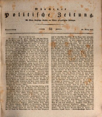 Münchener politische Zeitung (Süddeutsche Presse) Donnerstag 20. März 1817