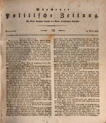 Münchener politische Zeitung (Süddeutsche Presse) Samstag 22. März 1817