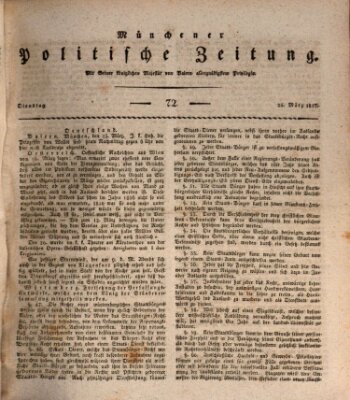 Münchener politische Zeitung (Süddeutsche Presse) Dienstag 25. März 1817
