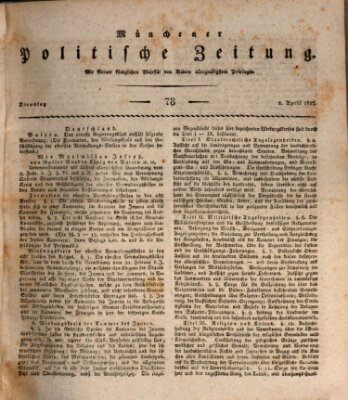 Münchener politische Zeitung (Süddeutsche Presse) Dienstag 1. April 1817