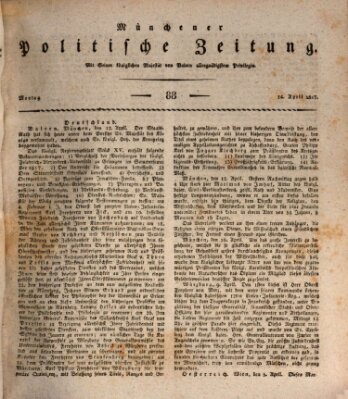 Münchener politische Zeitung (Süddeutsche Presse) Montag 14. April 1817