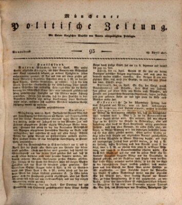 Münchener politische Zeitung (Süddeutsche Presse) Samstag 19. April 1817