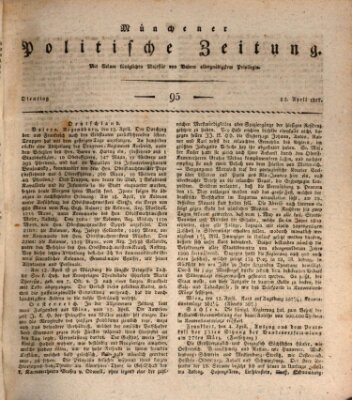 Münchener politische Zeitung (Süddeutsche Presse) Dienstag 22. April 1817