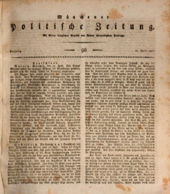 Münchener politische Zeitung (Süddeutsche Presse) Freitag 25. April 1817