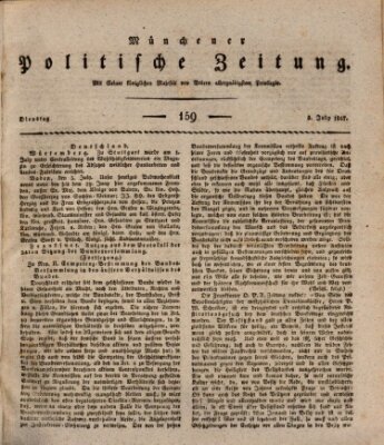 Münchener politische Zeitung (Süddeutsche Presse) Dienstag 8. Juli 1817