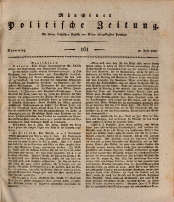 Münchener politische Zeitung (Süddeutsche Presse) Donnerstag 10. Juli 1817