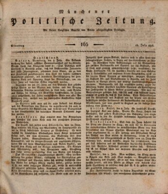 Münchener politische Zeitung (Süddeutsche Presse) Dienstag 15. Juli 1817