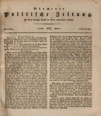 Münchener politische Zeitung (Süddeutsche Presse) Dienstag 5. August 1817