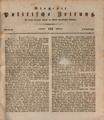 Münchener politische Zeitung (Süddeutsche Presse) Mittwoch 6. August 1817