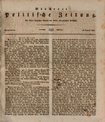 Münchener politische Zeitung (Süddeutsche Presse) Samstag 16. August 1817