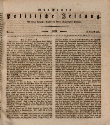 Münchener politische Zeitung (Süddeutsche Presse) Montag 25. August 1817