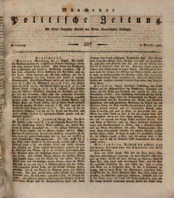 Münchener politische Zeitung (Süddeutsche Presse) Dienstag 2. September 1817