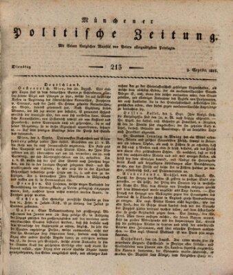 Münchener politische Zeitung (Süddeutsche Presse) Dienstag 9. September 1817