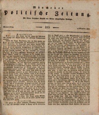 Münchener politische Zeitung (Süddeutsche Presse) Donnerstag 11. September 1817